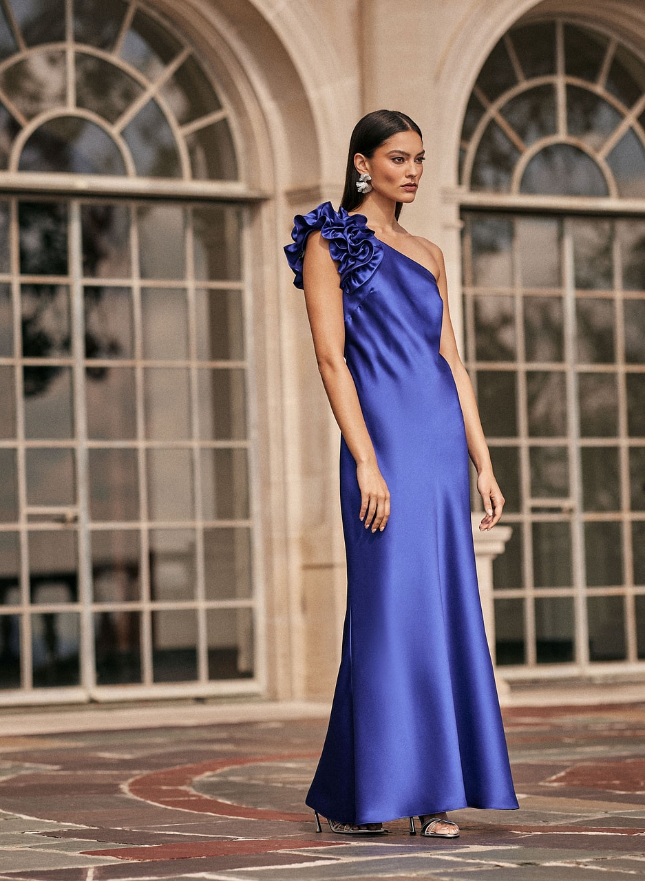 One-Shoulder Satin Gown