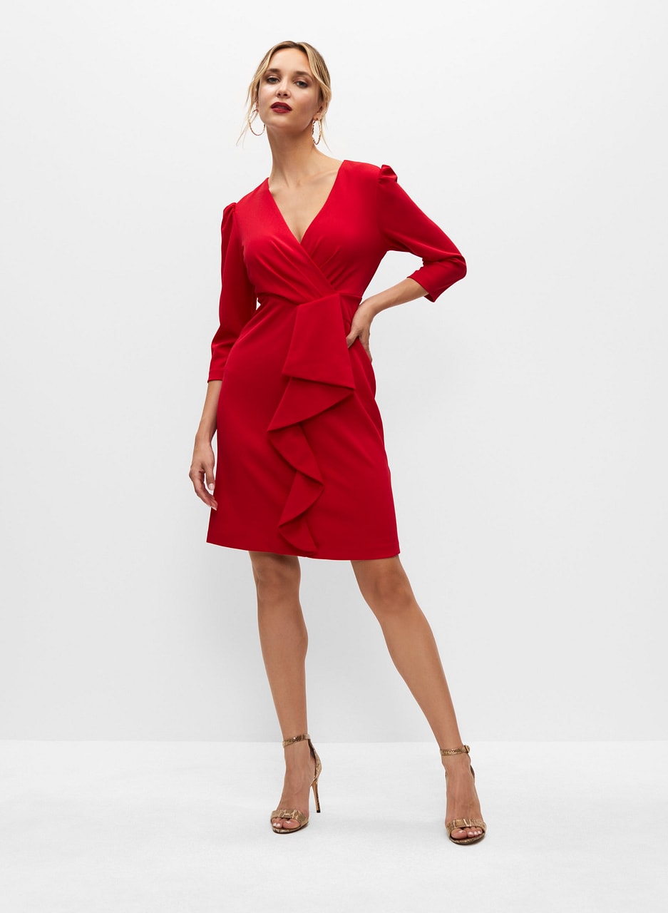 Faux Wrap Flounce Dress