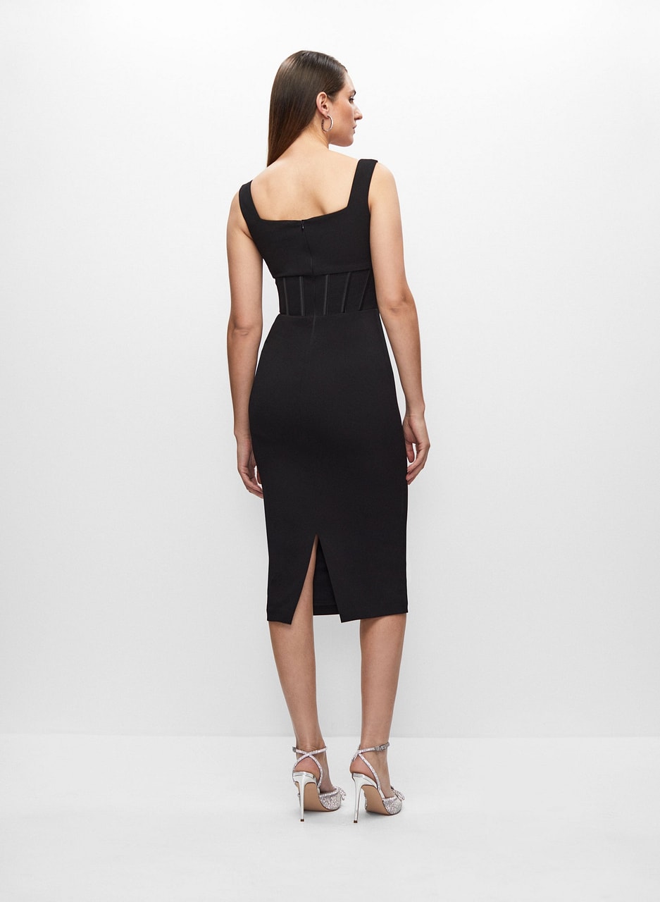 Corset Effect Square Neck Dress