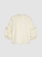 Button Front Puff Sleeve Cardigan