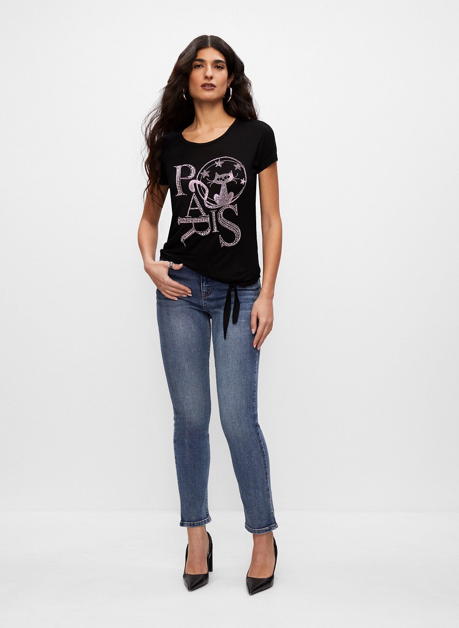 Frank Lyman - Stud Detail Text Print Tee