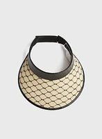 Vegan Leather Trim Straw Visor