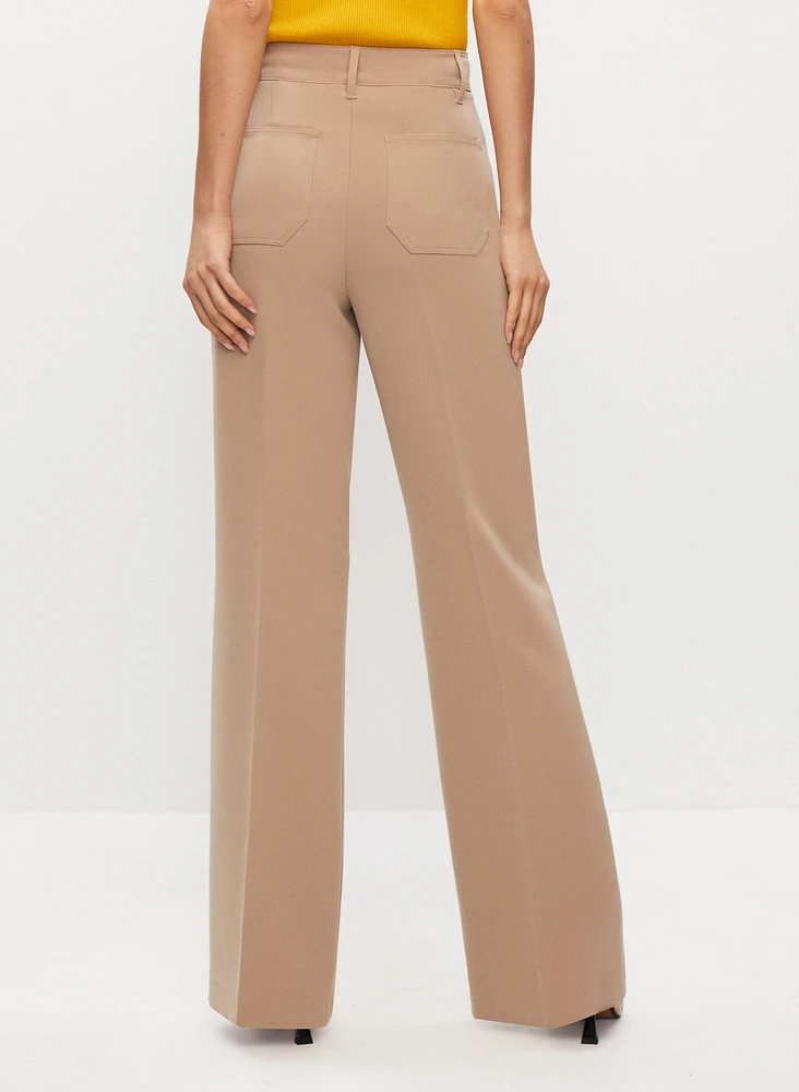 Pleated Flare Leg Pants