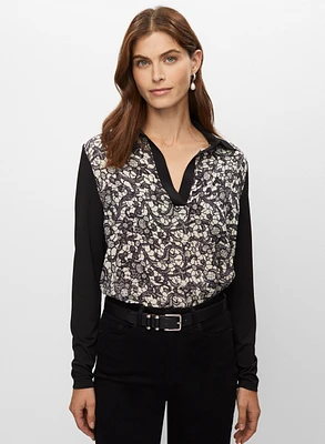 Long Sleeve Lace Print Top