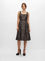 Leaf Print Jacquard Dress