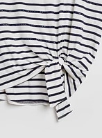 Stripe Print Side Tie Tee