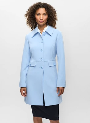 Button Front Tricotine Trench Coat