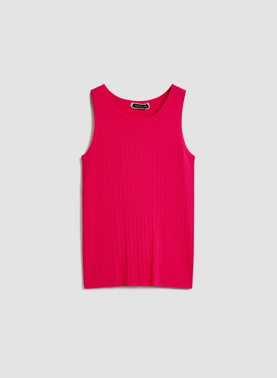 Sleeveless Pointelle Sweater