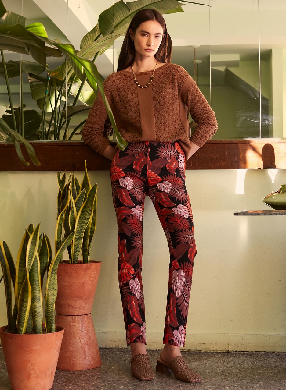 Amber Palm Leaf Print Pants