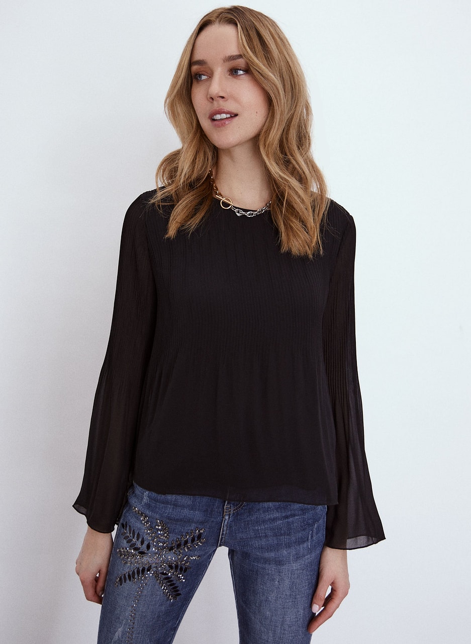 Pleated Chiffon Blouse