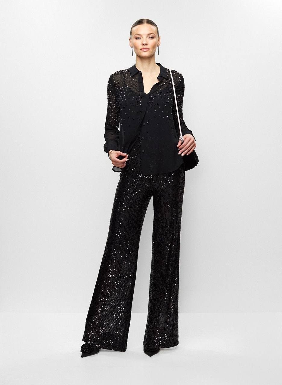 Embellished Shirt & Sequined Pants