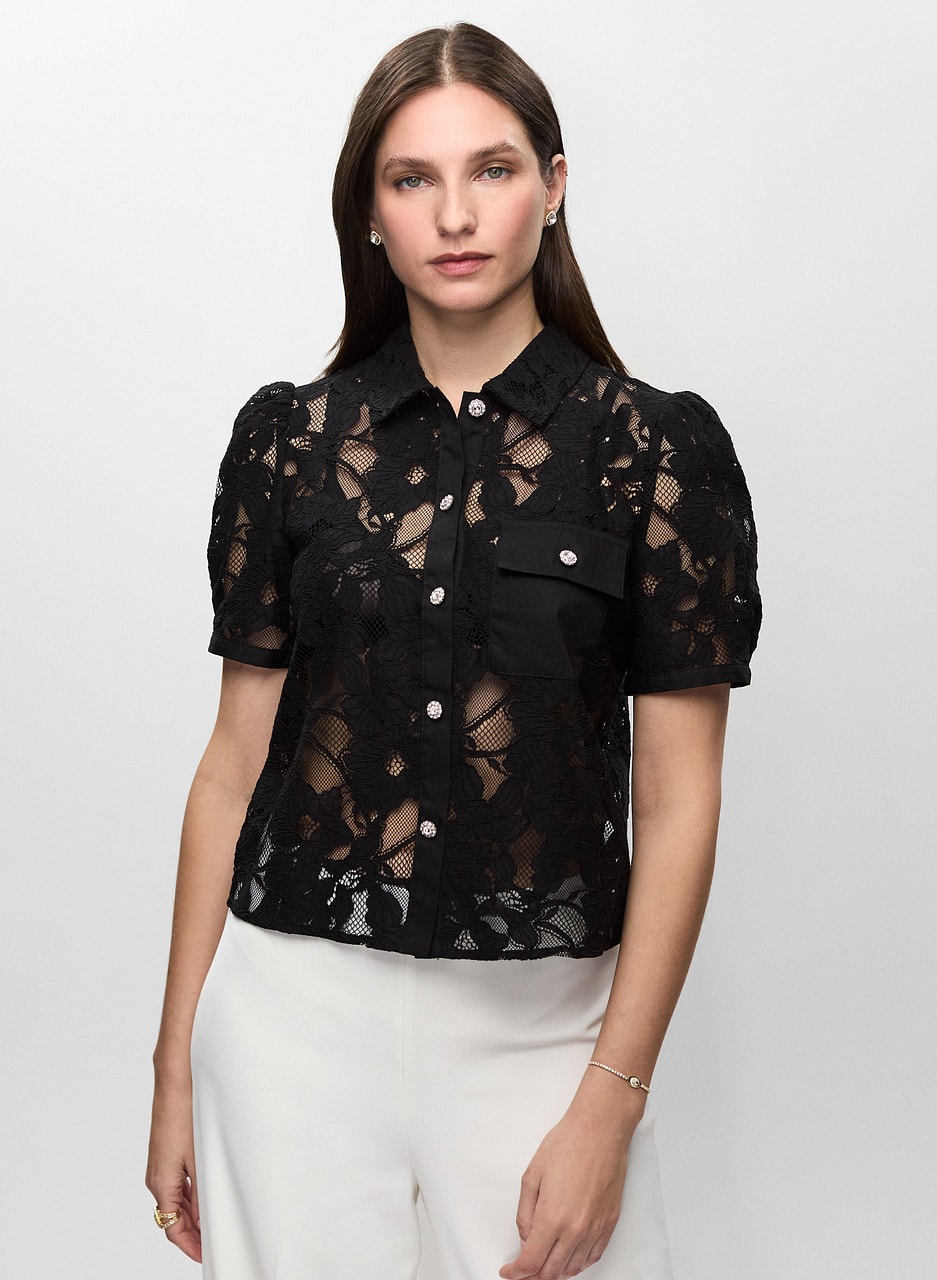 Jewel Button Lace Blouse