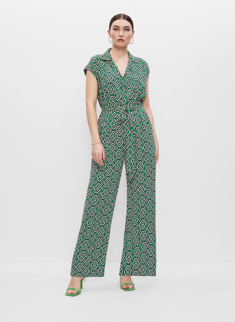 Geometric Print Wide Leg Jumpsuit