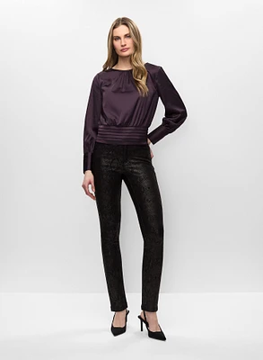 Satin Blouse & Coated Jeans