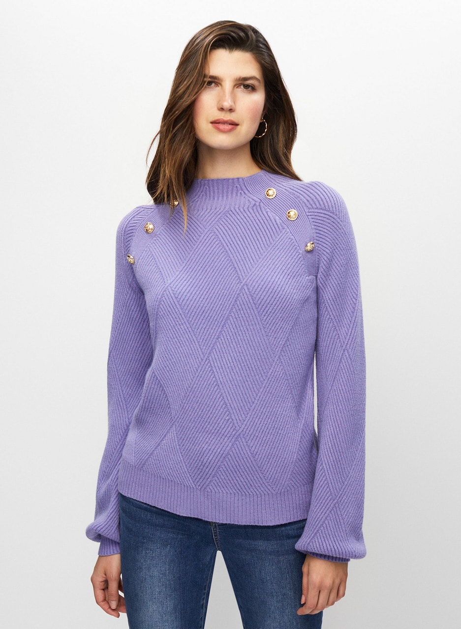 Diamond Rib Knit Pullover Sweater