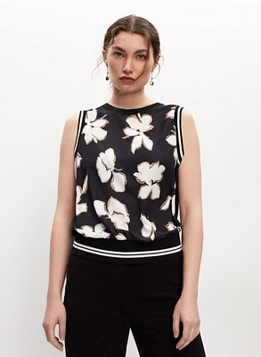 Abstract Floral Contrast Top