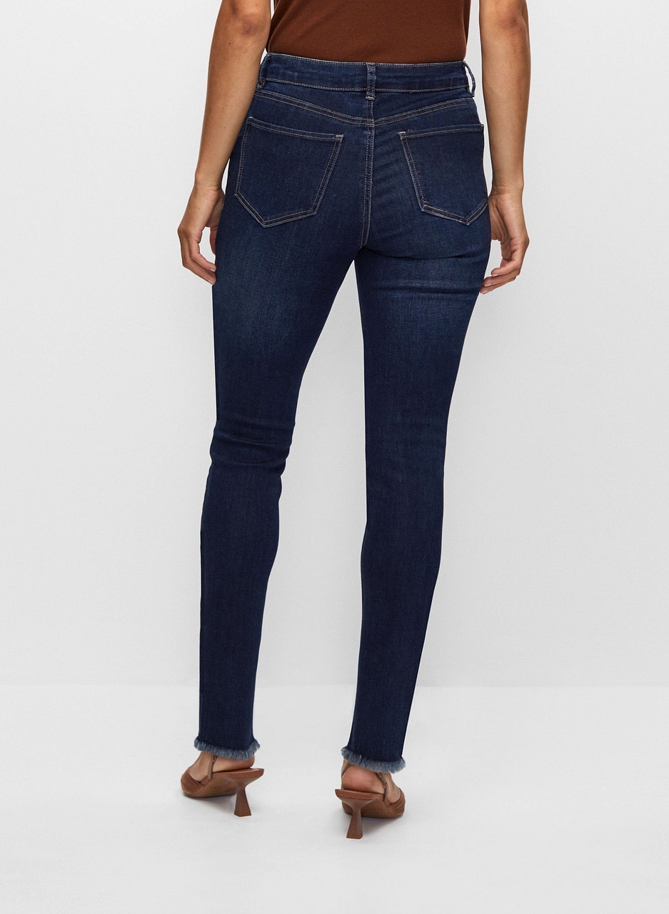 Frayed Hem Slim Leg Jeans