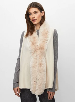 Faux Fur Collar Sleeveless Vest