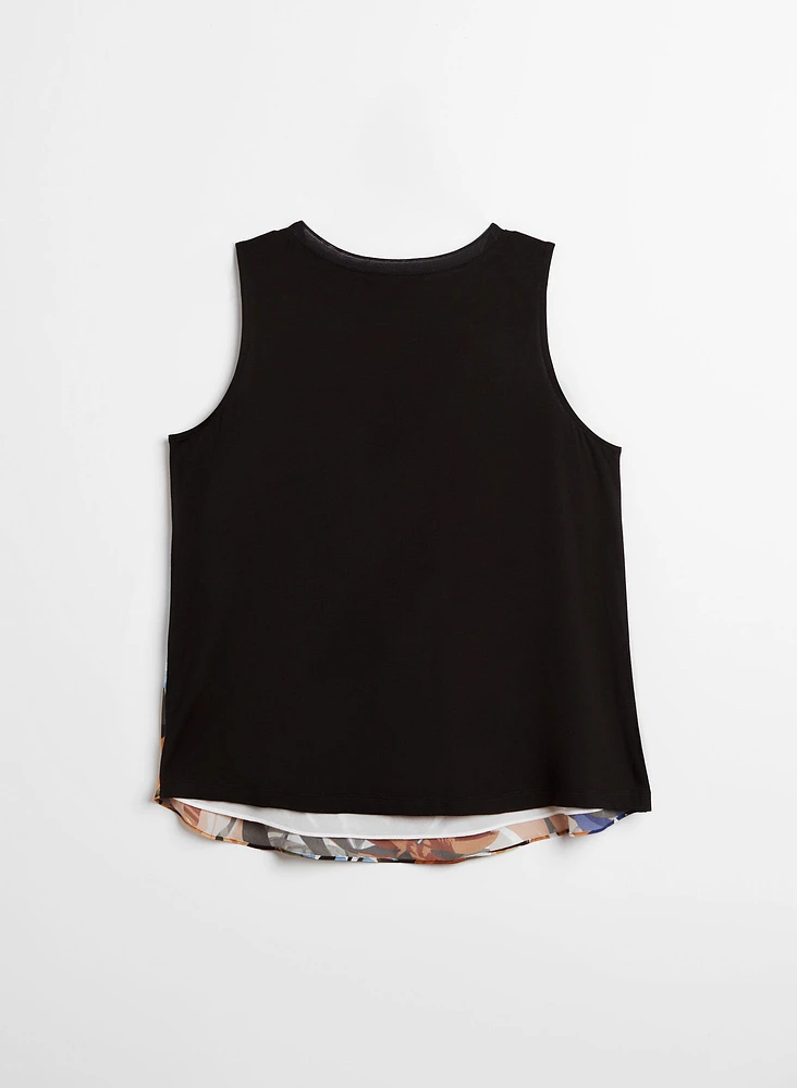 Palm Leaf Print Sleeveless Top