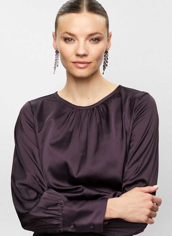 Pleat Detail Satin Blouse