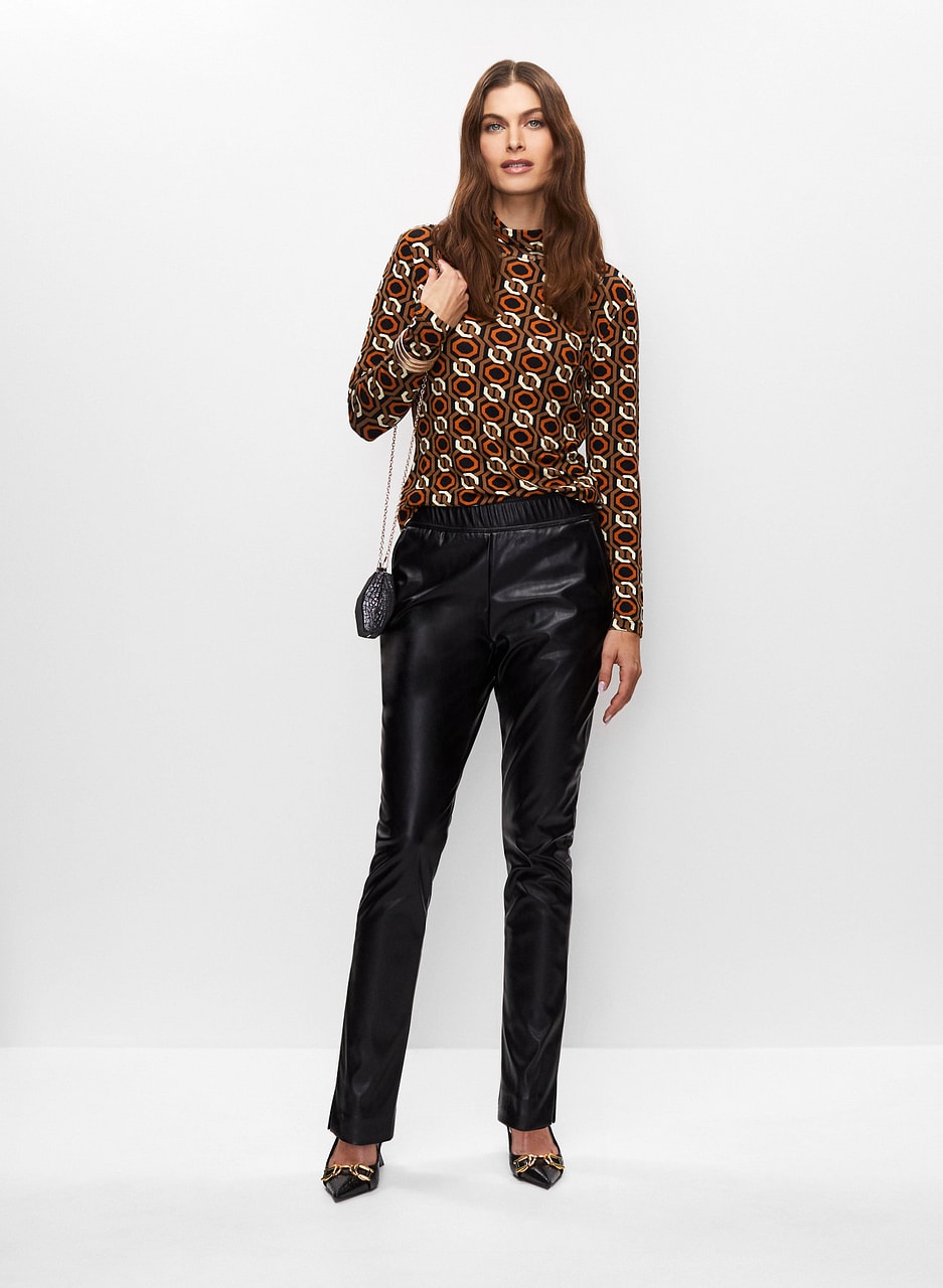 Geometric Pattern Turtle Neck Top