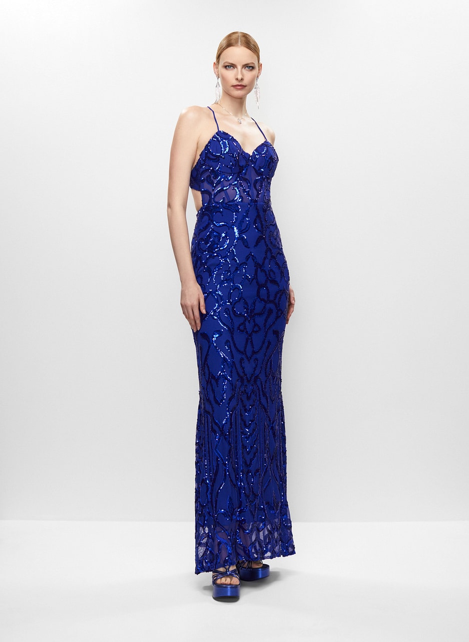 Sweetheart Neck Sequin Gown