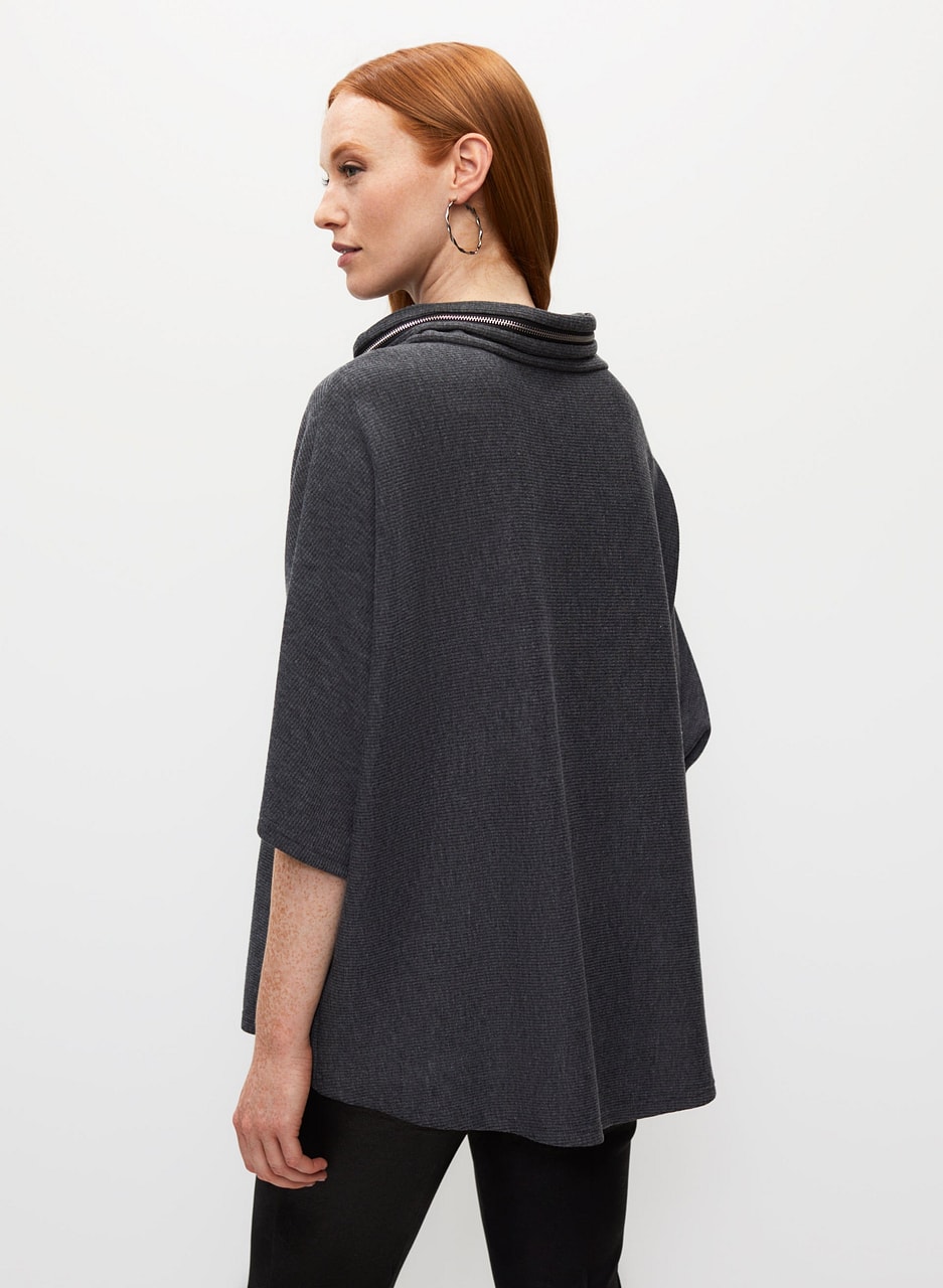 Zip Detail Funnel Neck Top