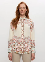 Floral Print Button-Up Blouse