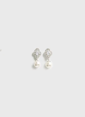 Pearl Cubic Zirconia Earrings