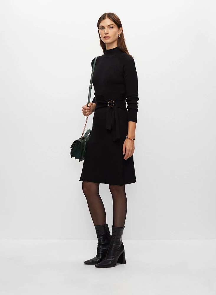 Belt Detail Sweater Dress