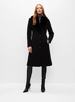 Faux Fur Stretch Wool Blend Coat