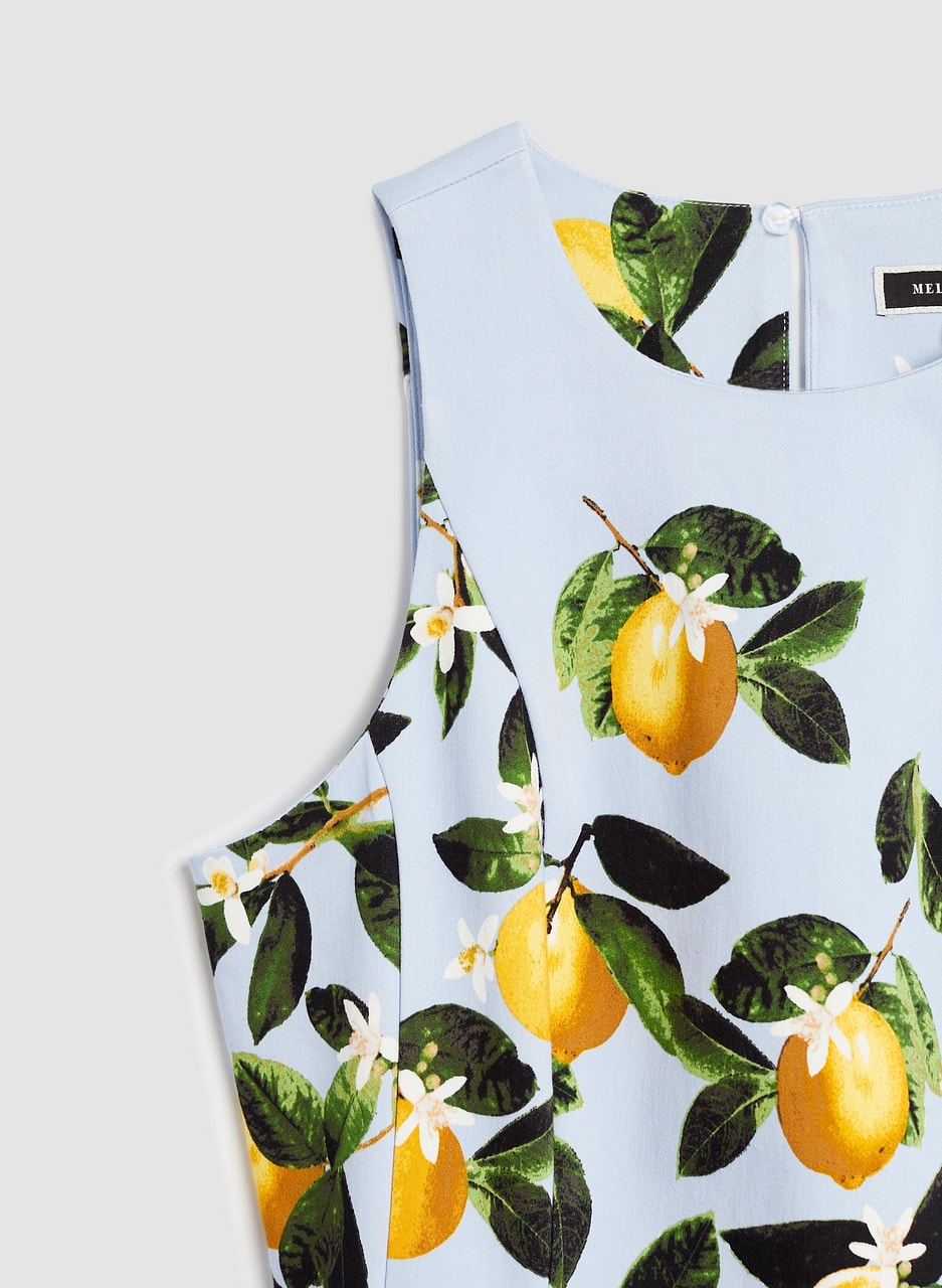 Lemon Print Sleeveless Dress