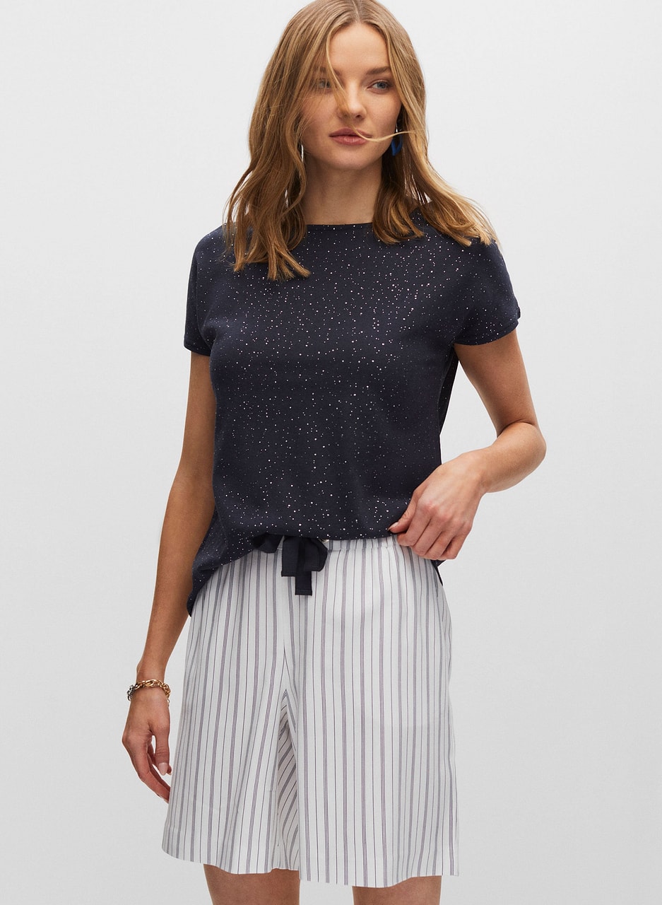 Dotted Linen-Blend Tee