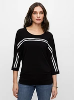 Contrast Stripe 3/4 Sleeve Top