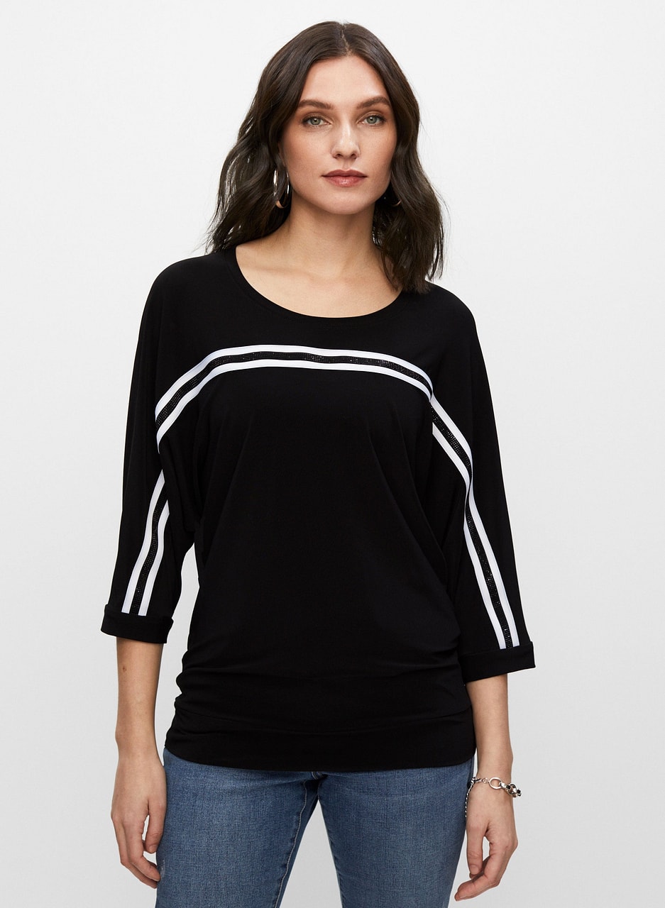 Contrast Stripe 3/4 Sleeve Top