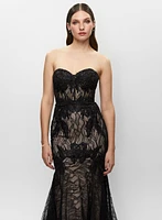 Strapless Lace Bustier Gown