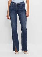 Slit Detail Flare Leg Jeans