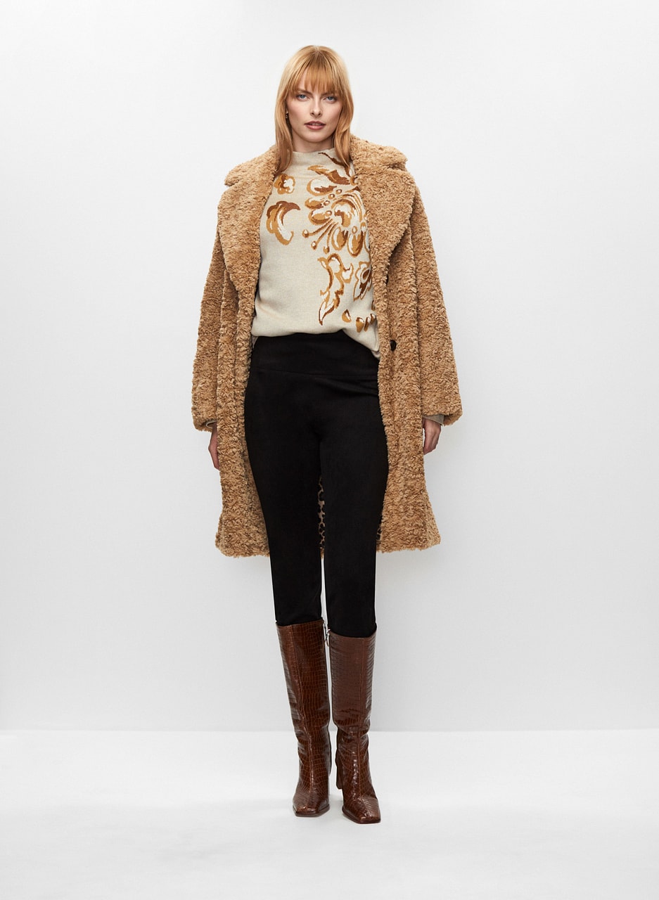 Faux Fur Coat & Vegan Suede Pull-Ons