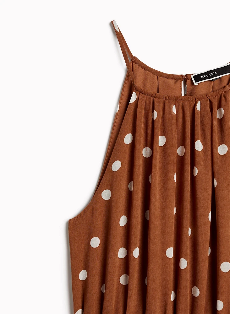 Polka Dot Chiffon Halter Dress