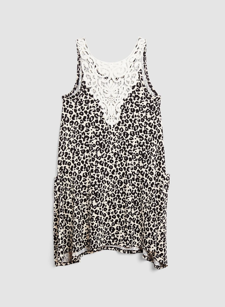 Animal Print Lace Back Sleepshirt