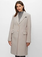 Wool Blend Lapel Coat