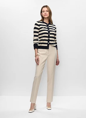 Striped Cardigan & Slim Leg Pants