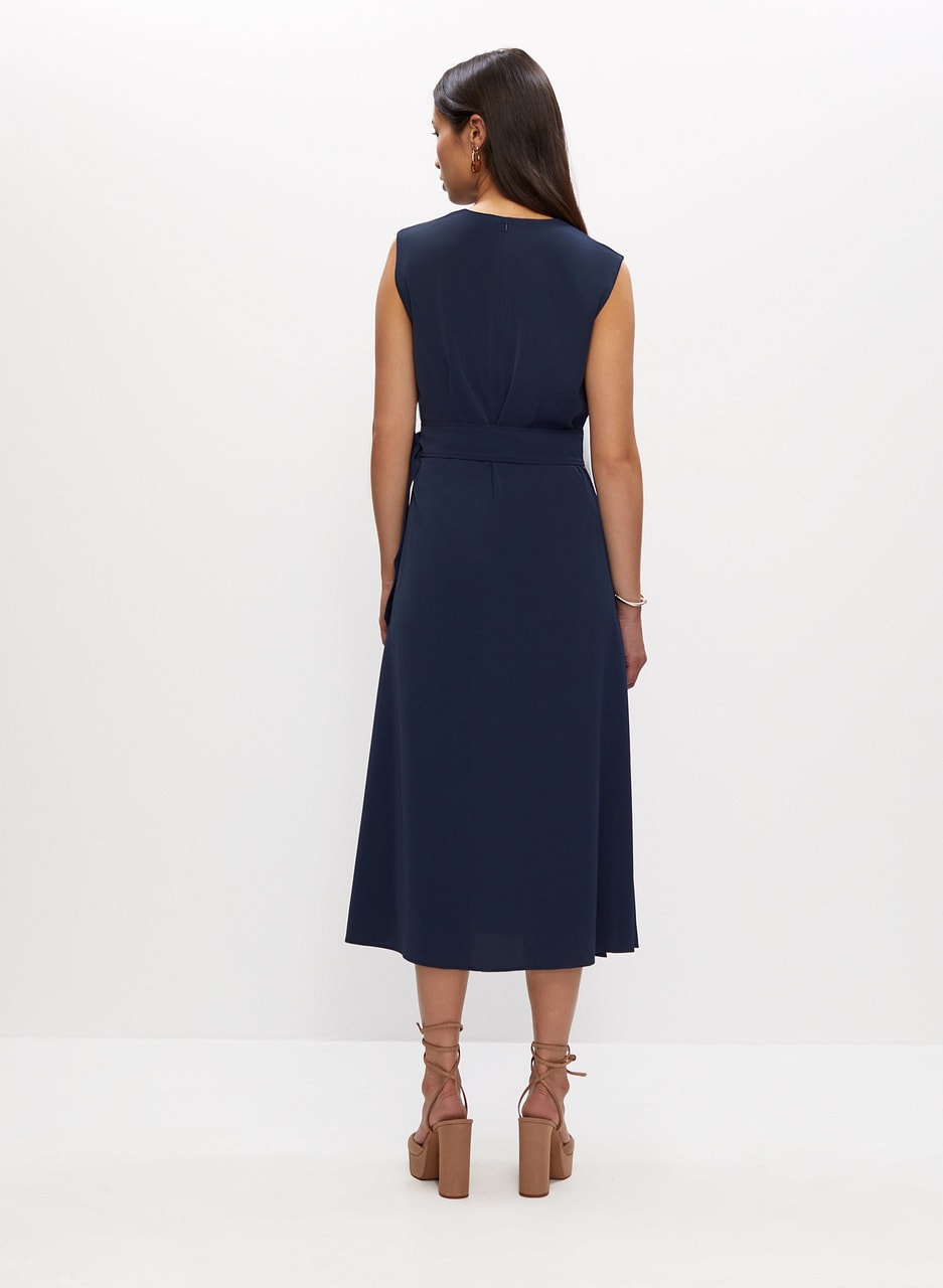 Belted Buckle Detail Midi Dress