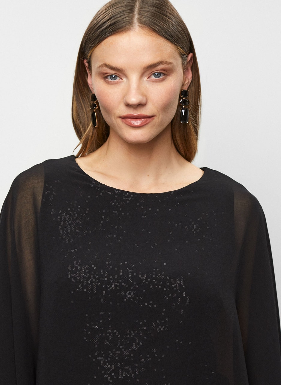 Sheer Sequin Detail Blouse