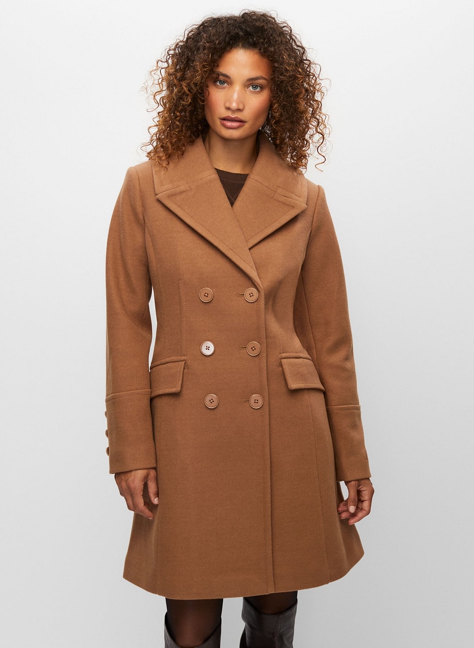 Stretch Wool Blend Coat