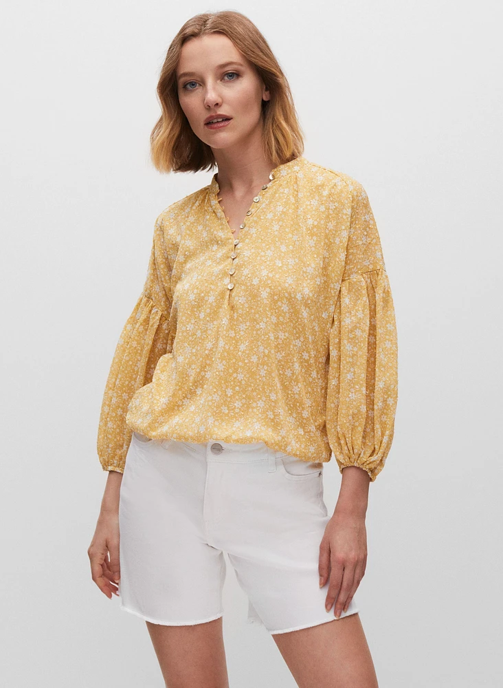 3/4 Sleeve Floral Print Top