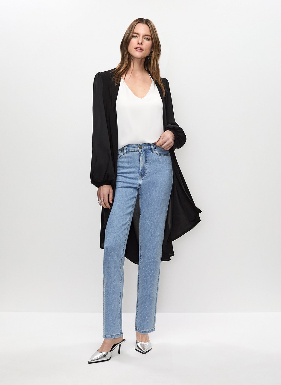 Asymmetric Top & Rhinestone Detail Jeans