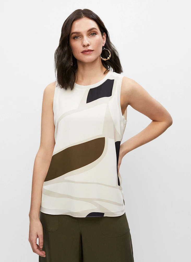 Geometric Print Sleeveless Blouse