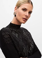 Stone Detail Funnel Neck Sweater