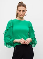 Ruffle Sleeve Chiffon Top